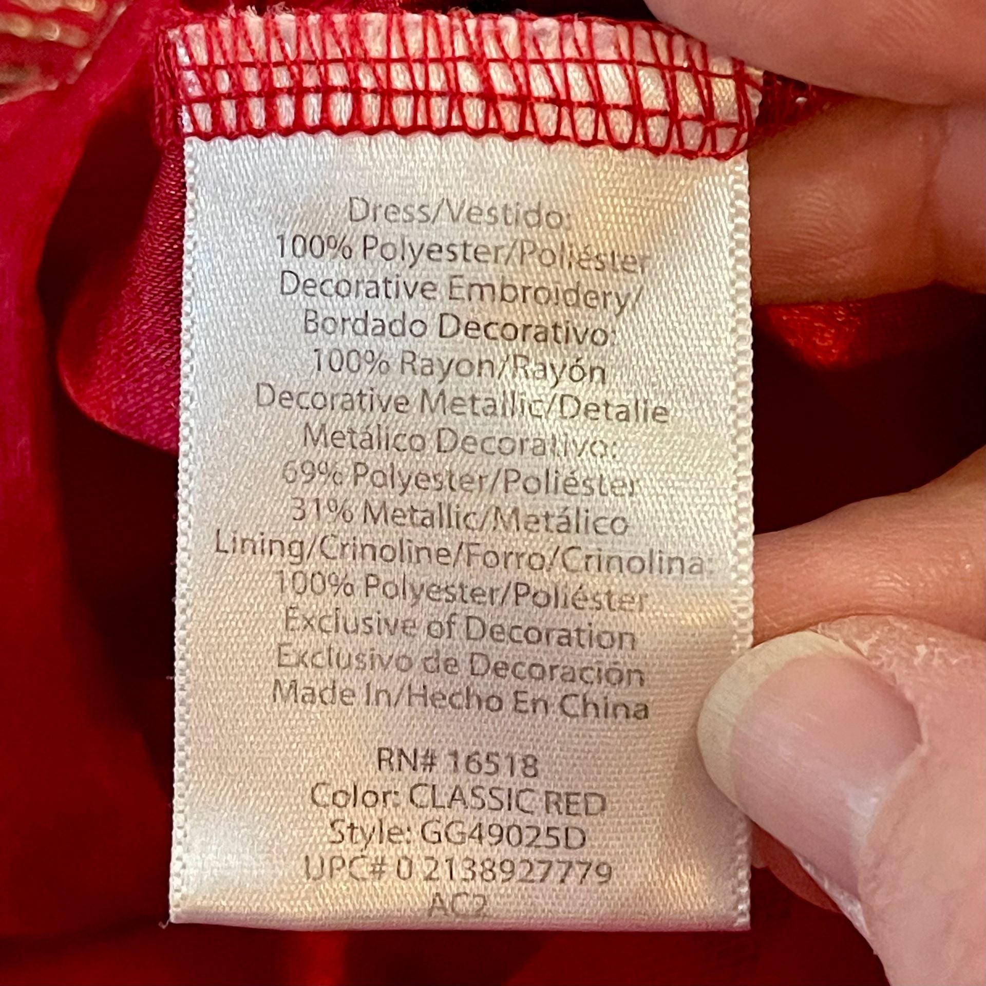 George Holiday Dress Size 5 Red Gold Floral Embroidered 6