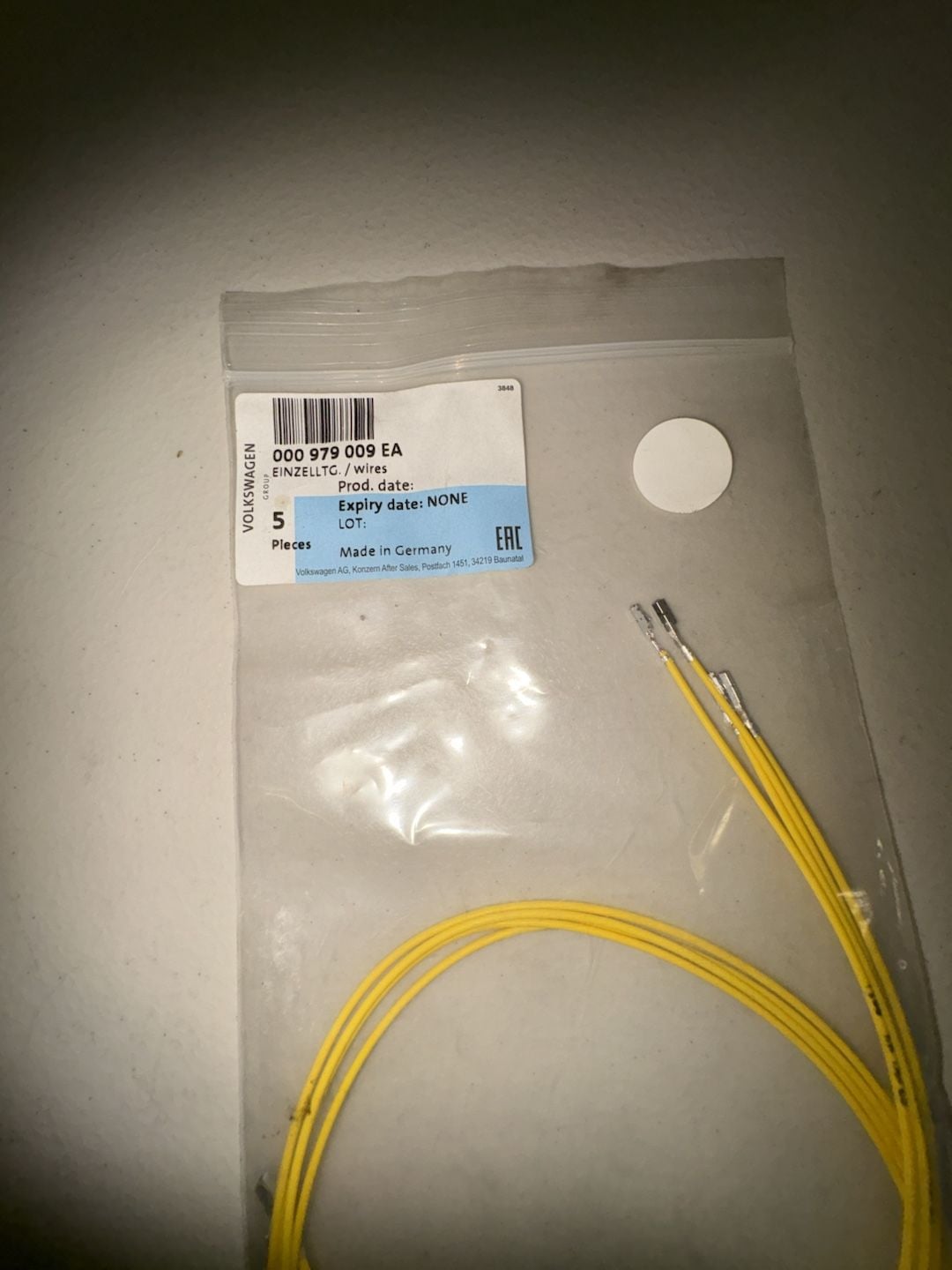Volkswagen Wire Set 000 979 009 EA Yellow Repair Wires 5 Pieces 2
