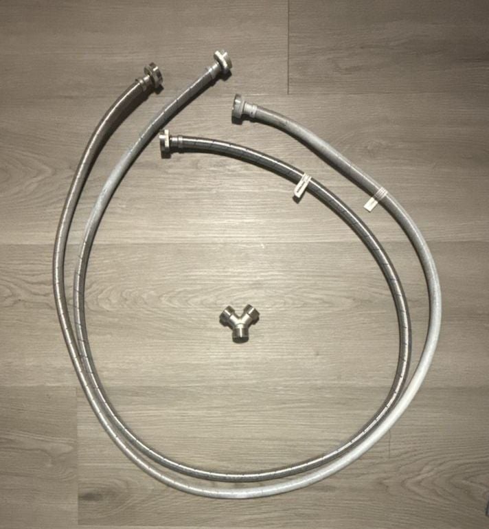 Braided Stainless Steel Washing Machine Hoses and Steam Dryer Installation Kit 1