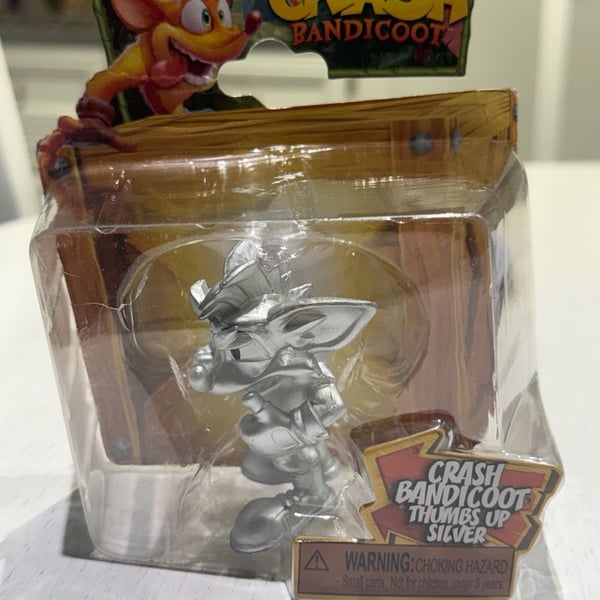 Jakks Pacific Crash Bandicoot Thumbs Up Silver Figure