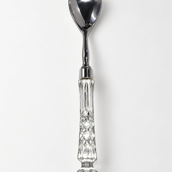 Waterford Crystal Lismore Pattern Serving Spoon Stainless Steel Cut Crystal