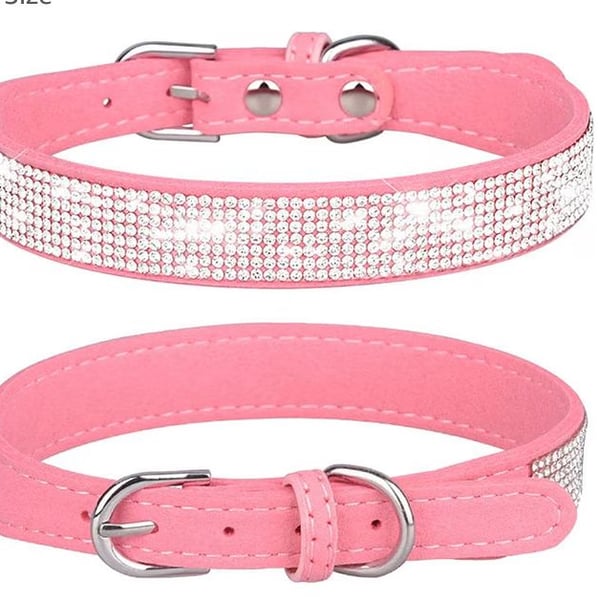 Pimaodog Rhinestone Dog Collar Size M: 32-38cm, Red