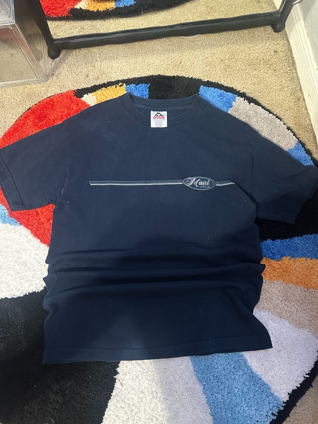 Alstyle Apparel Maui Hawaii T-Shirt Size M Navy Blue Y2K Vintage 2