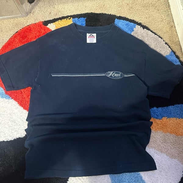 Alstyle Apparel Maui Hawaii T-Shirt Size M Navy Blue Y2K Vintage