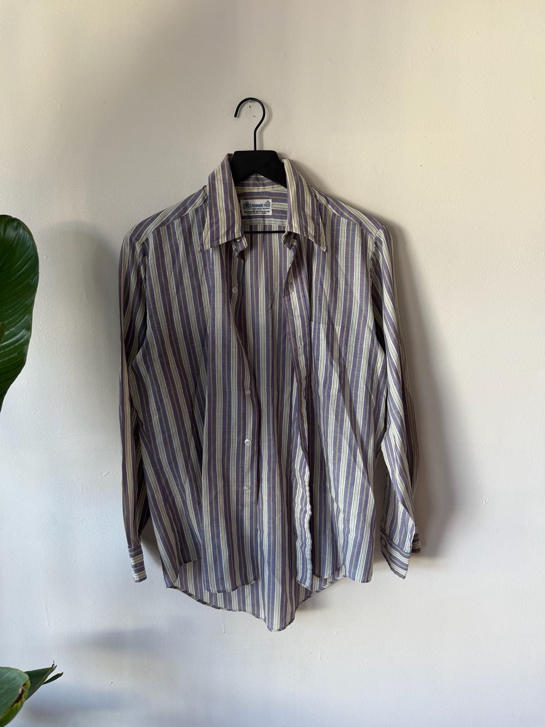 Permanent Press Striped Button Down Shirt Size M 15-15.5 Multi 2