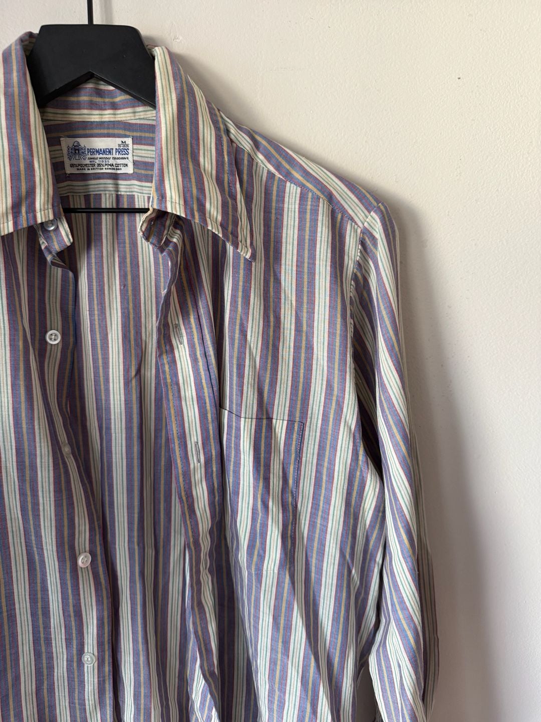 Permanent Press Striped Button Down Shirt Size M 15-15.5 Multi 3