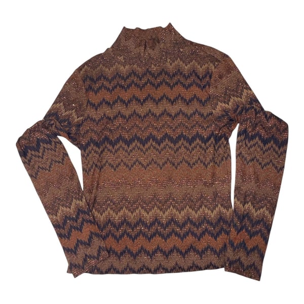 Ramy Brook Prudence Pullover Size M Brown Chevron Top