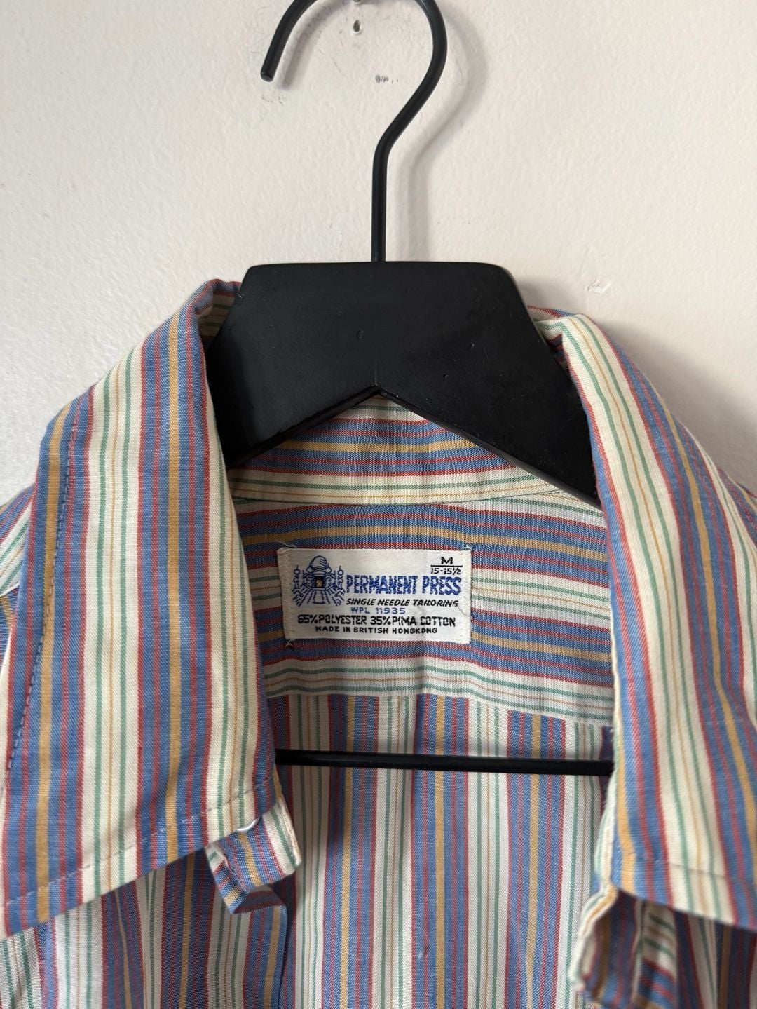 Permanent Press Striped Button Down Shirt Size M 15-15.5 Multi 4