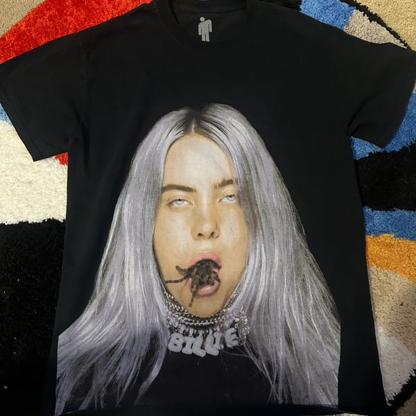 Billie Eilish Tarantula Mouth Graphic T-Shirt Size M Black Tour Merch