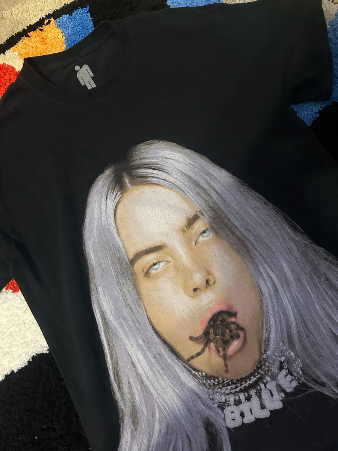 Billie Eilish Tarantula Mouth Graphic T-Shirt Size M Black Tour Merch 2