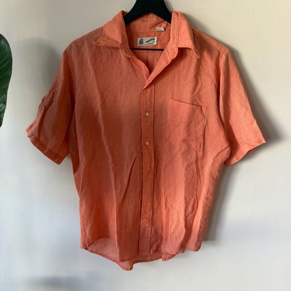 Kennington Short Sleeve Button Down Shirt Size M Orange Vintage