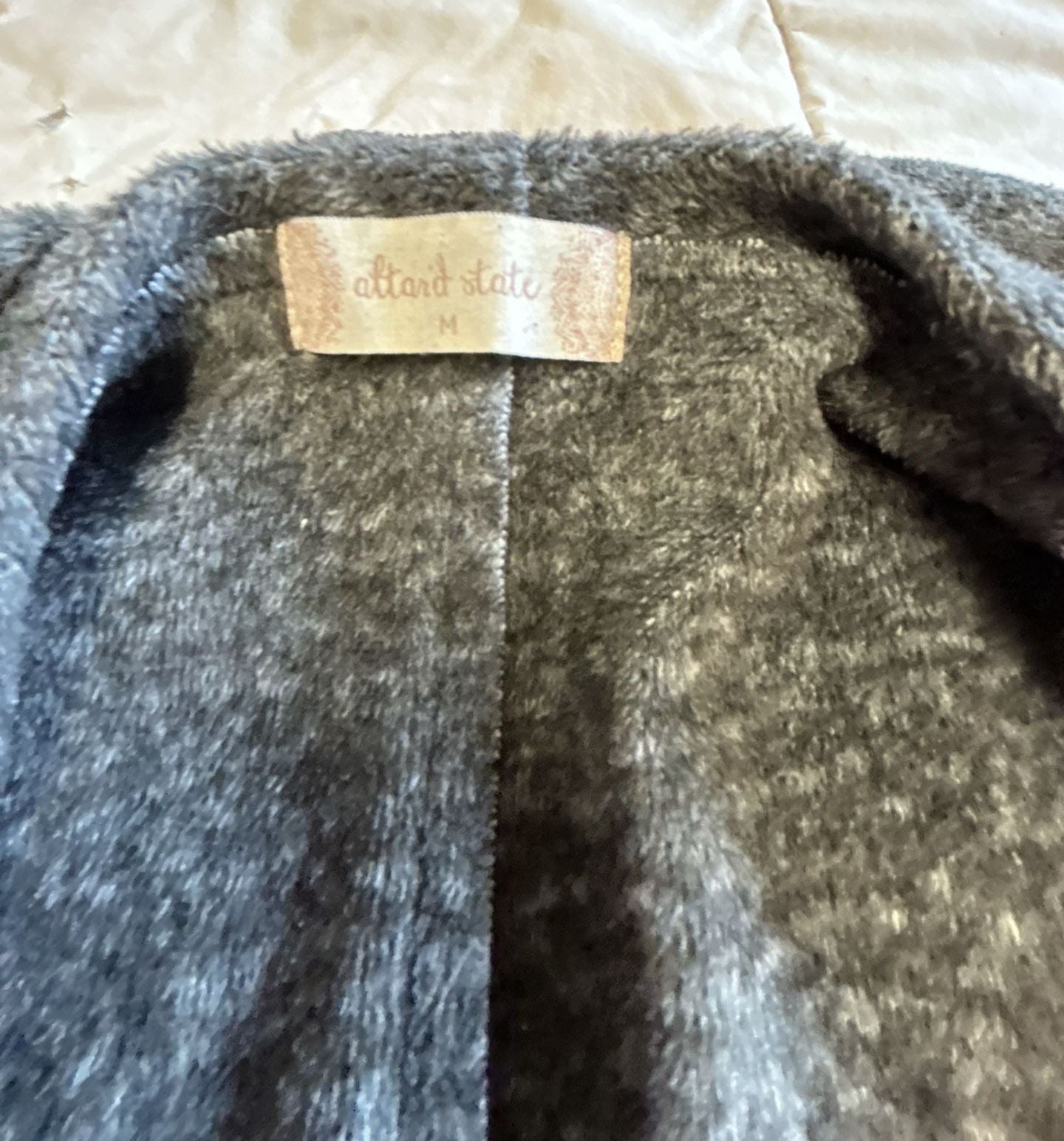 Altar'd State Open Front Vest Size M Charcoal Gray Fleece Lined 3