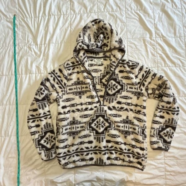 Ariat REAL Berber Pullover Hoodie Size L Aztec Fleece Brown
