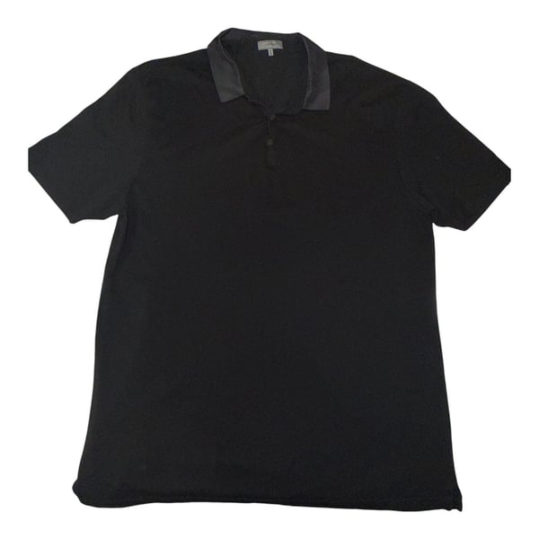 Lanvin Satin Collar Cotton Piqué Polo Shirt Black XXXL Made in Italy