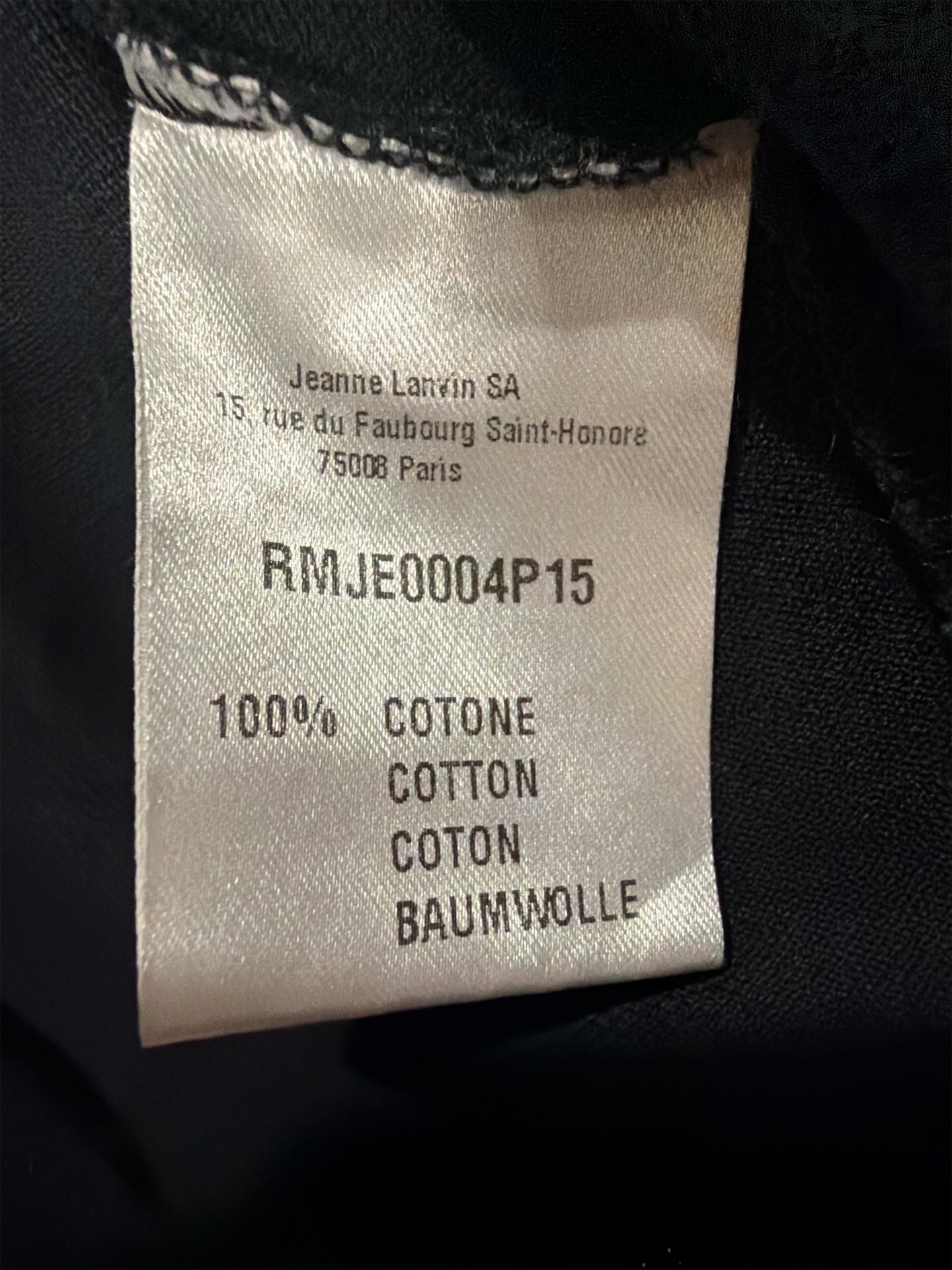 Lanvin Satin Collar Cotton Piqué Polo Shirt Black XXXL Made in Italy 12