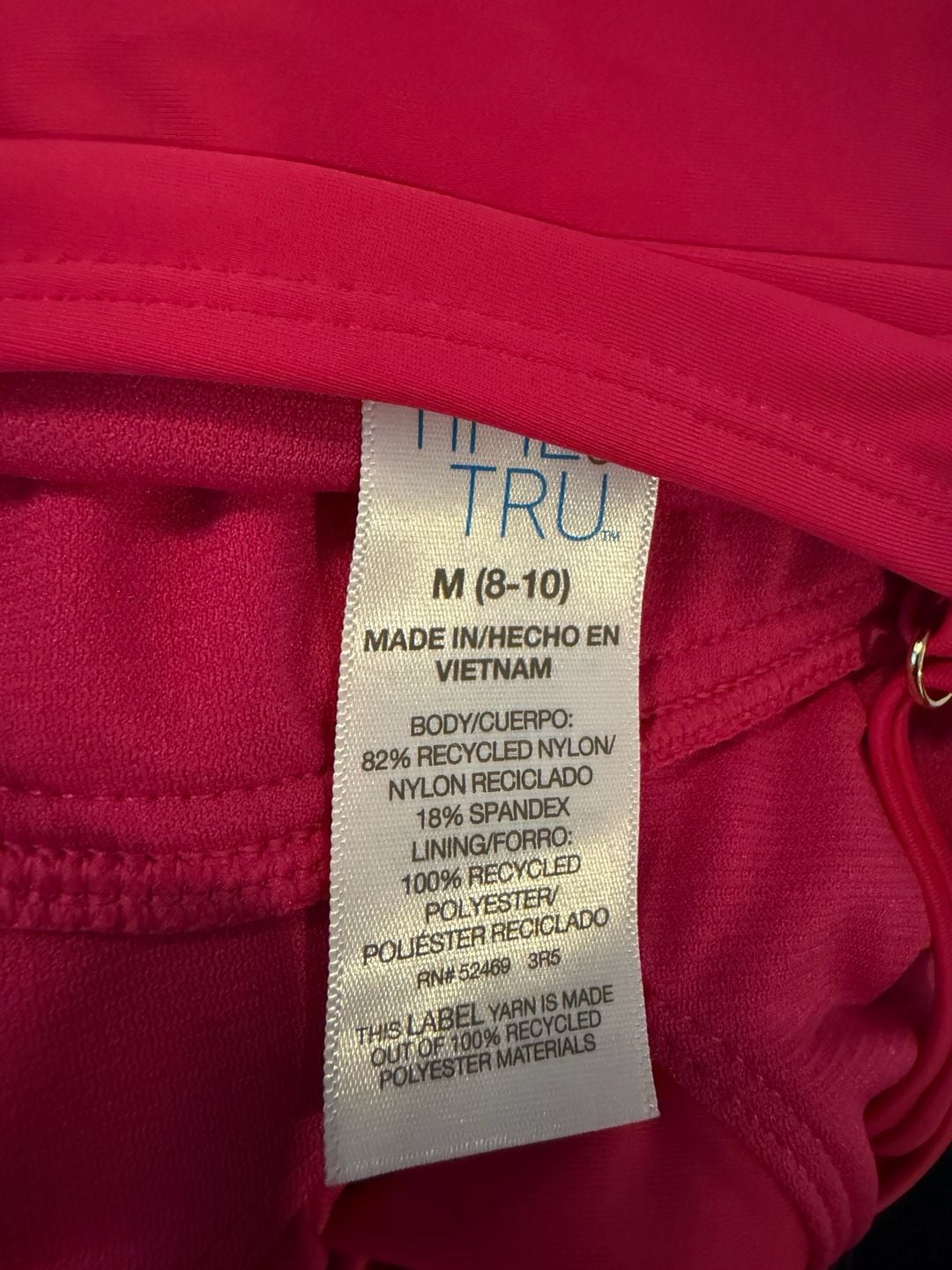 Time and Tru Ruched Front One Piece Swimsuit Size M (8-10) Hot Pink 7