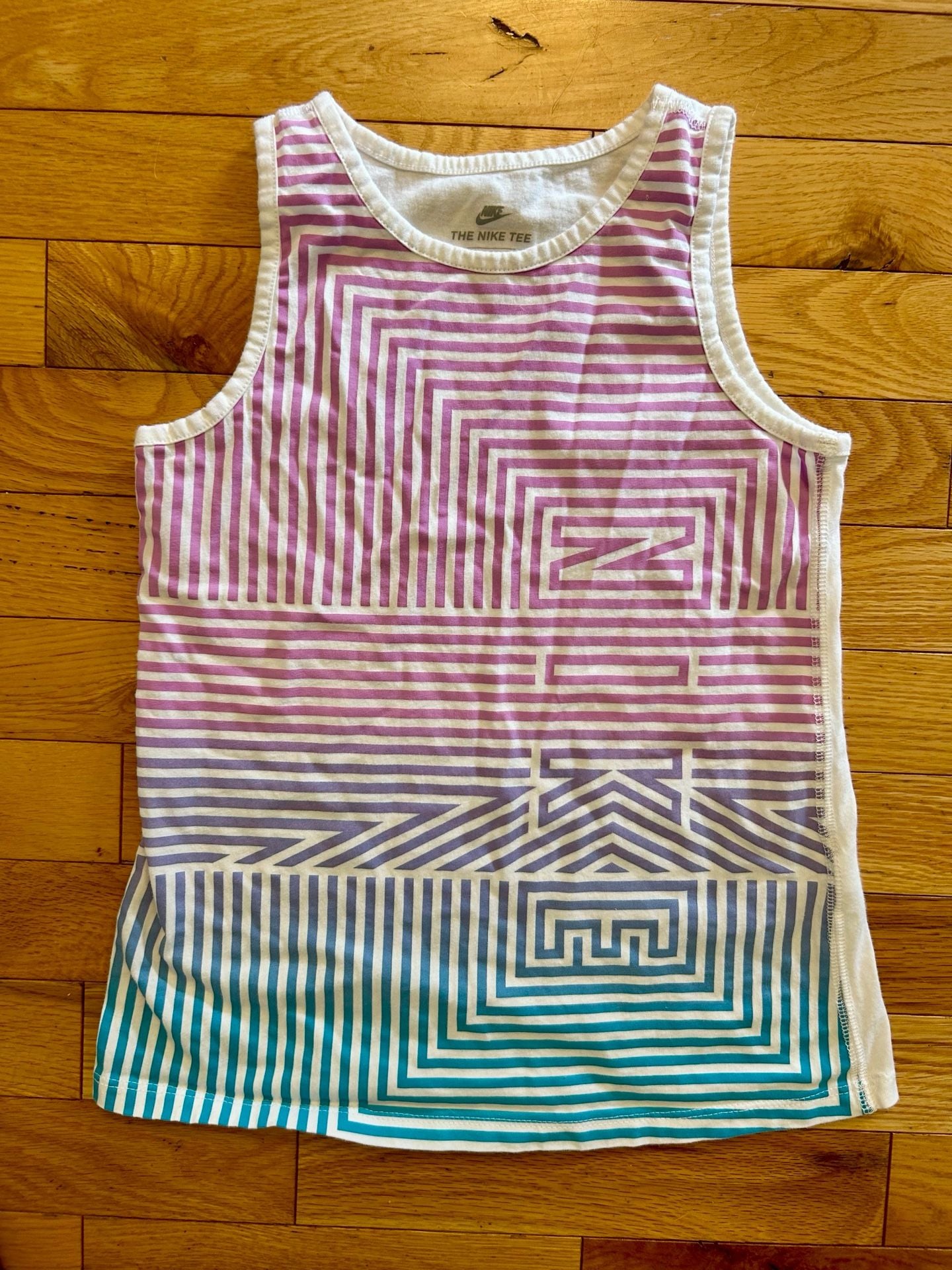 Nike The Nike Tee Tank Top Size S Purple Pink Blue Stripe Athletic 2