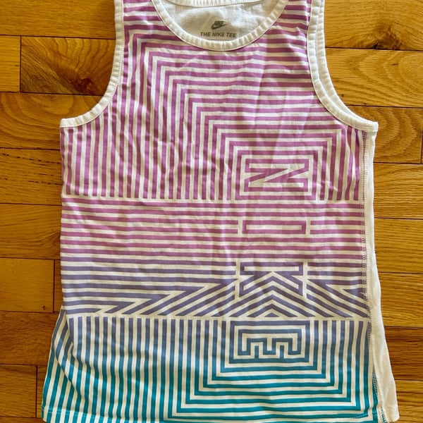 Nike The Nike Tee Tank Top Size S Purple Pink Blue Stripe Athletic