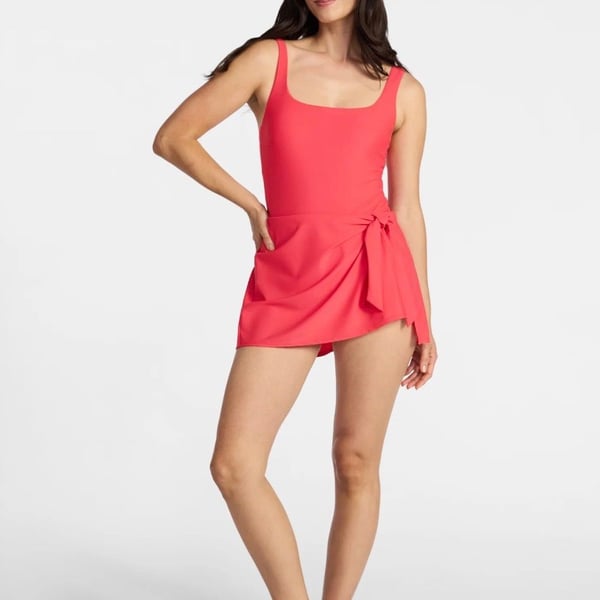 Time and Tru Faux Wrap Swim Dress Size XL (16-18) Melon Delight
