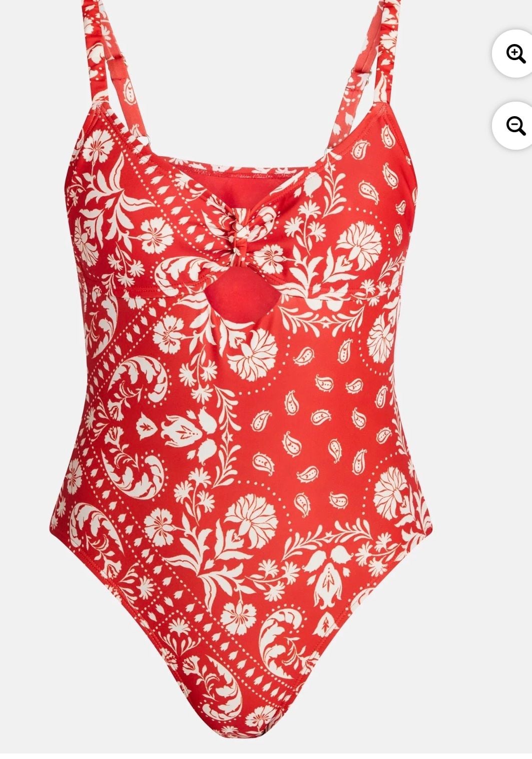Time and Tru One Piece Swimsuit Size L (12-14) Red Floral Cutout 6