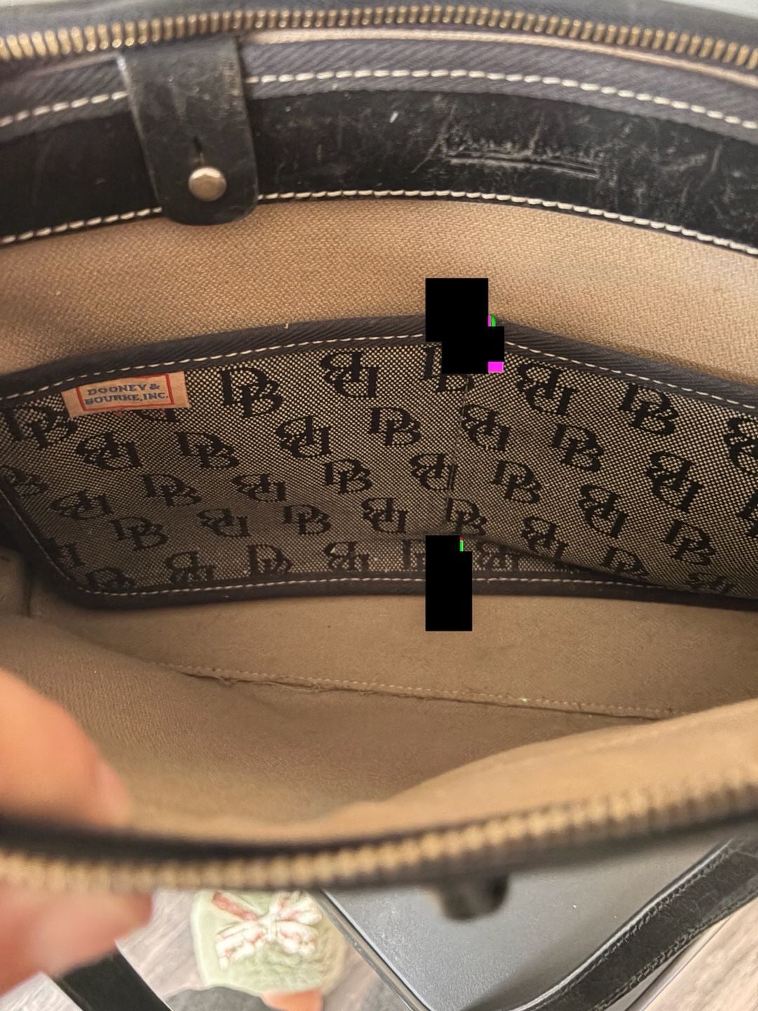 Dooney & Bourke Monogram Signature Tassel Tote Handbag Black Gray 5