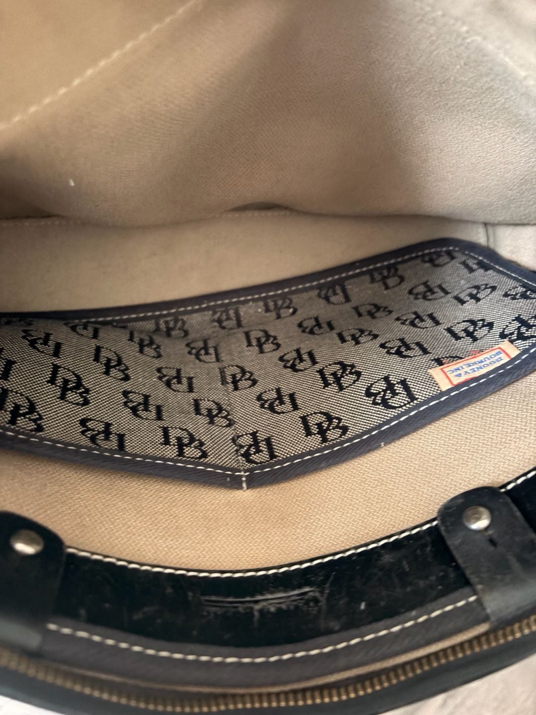 Dooney & Bourke Monogram Signature Tassel Tote Handbag Black Gray 6