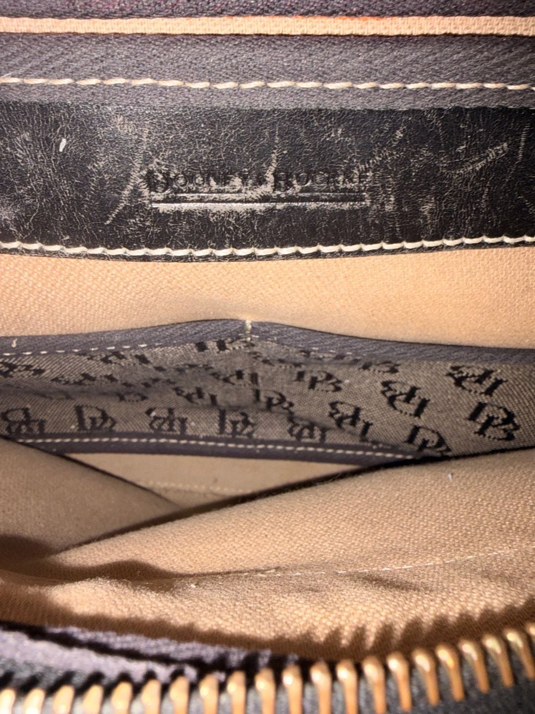 Dooney & Bourke Monogram Signature Tassel Tote Handbag Black Gray 7