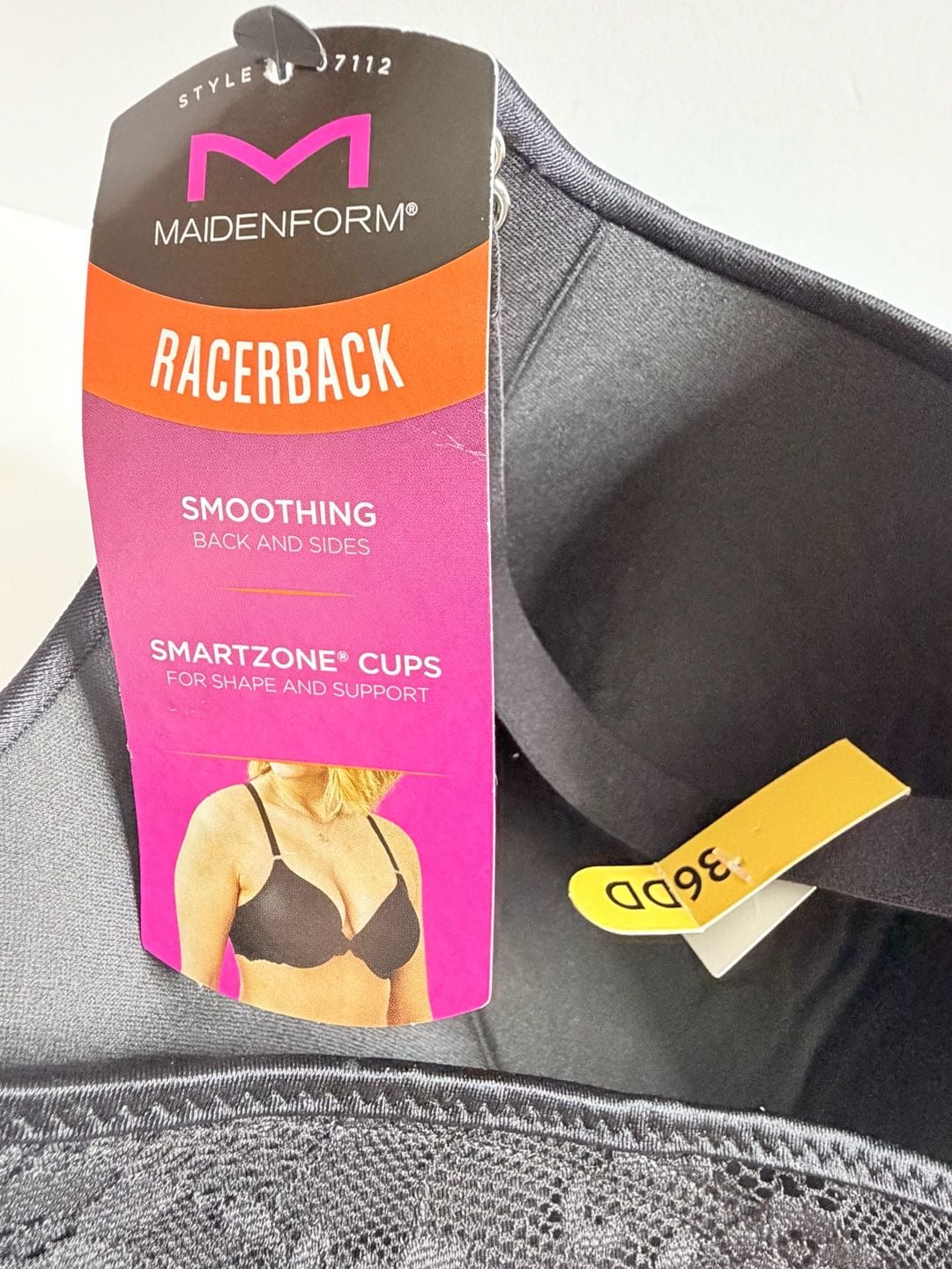 Maidenform Racerback Bra 36DD Black Smartzone Cups 07112 4