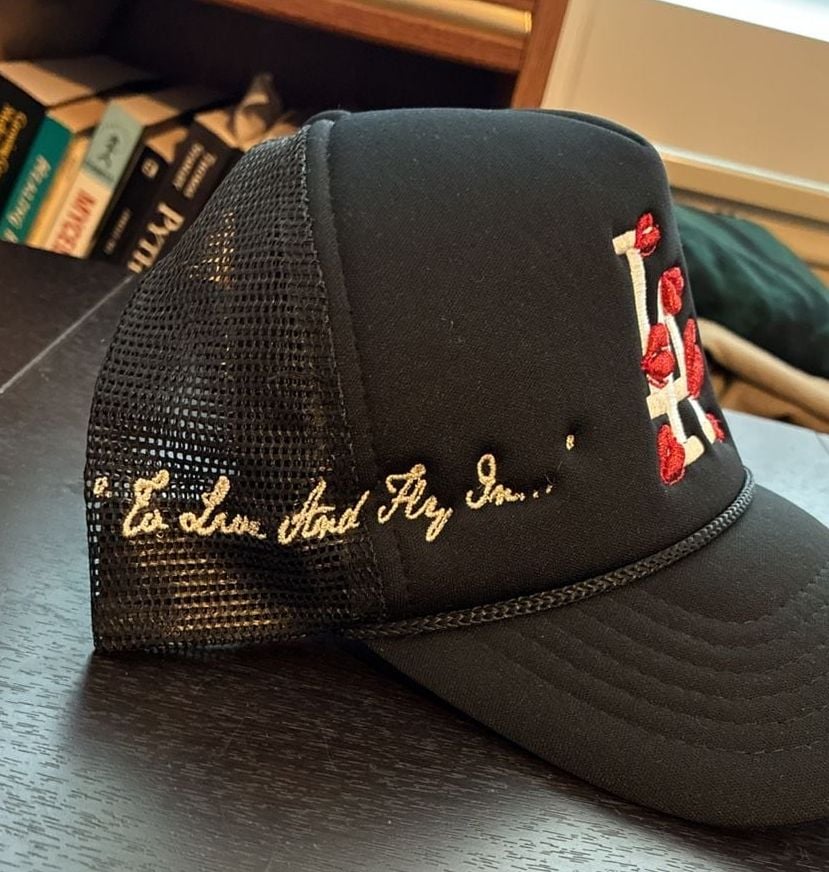 Los Angeles Dodgers Custom Embroidered Lips Trucker Hat Black Adjustable 3