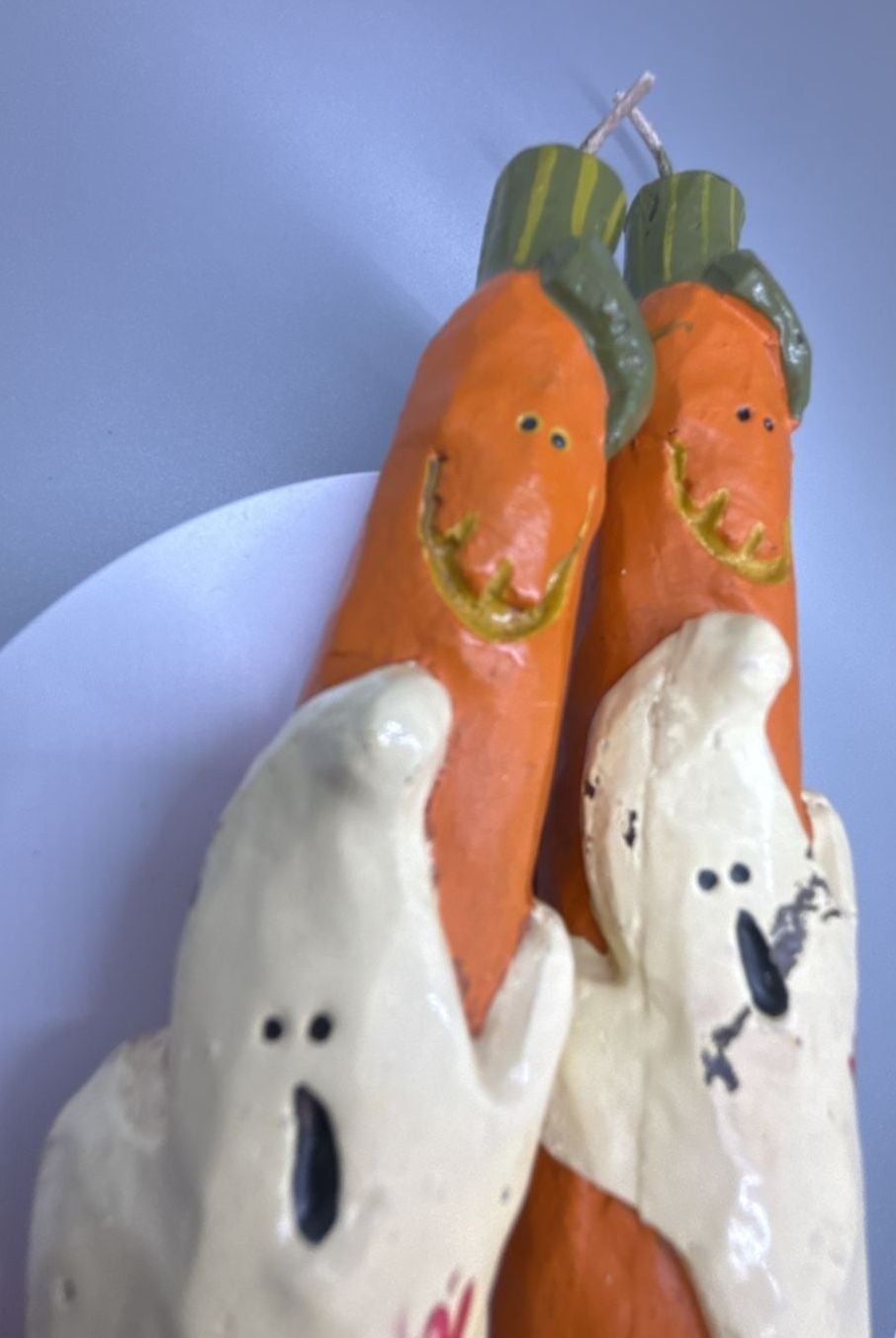 Kurt Adler Primitive Halloween JackOLantern Ghost Painted Wax Taper Candles Vtg 7