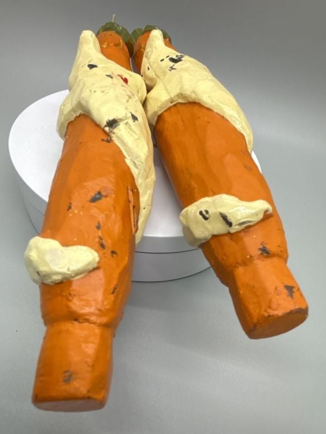 Kurt Adler Primitive Halloween JackOLantern Ghost Painted Wax Taper Candles Vtg 8