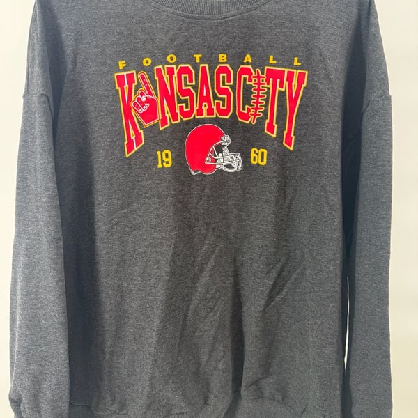 Kansas City Football 1960 Crewneck Sweatshirt Size XL Dark Gray Graphic