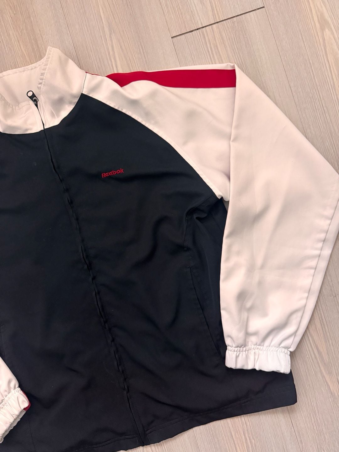 Vintage Y2K Retro Reebok Track Jacket Size M Black White Red Full Zip 90’s 3