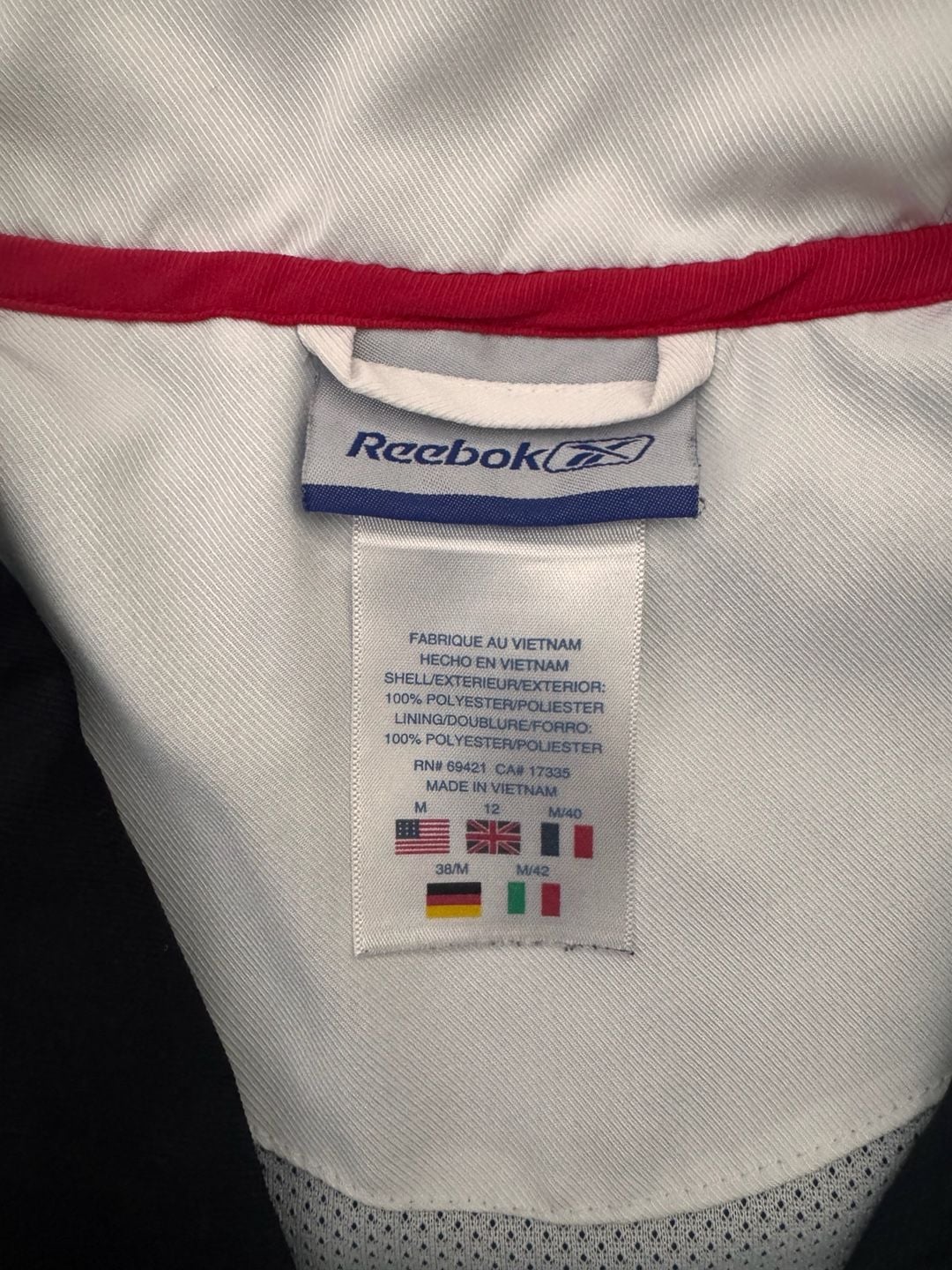 Vintage Y2K Retro Reebok Track Jacket Size M Black White Red Full Zip 90’s 7
