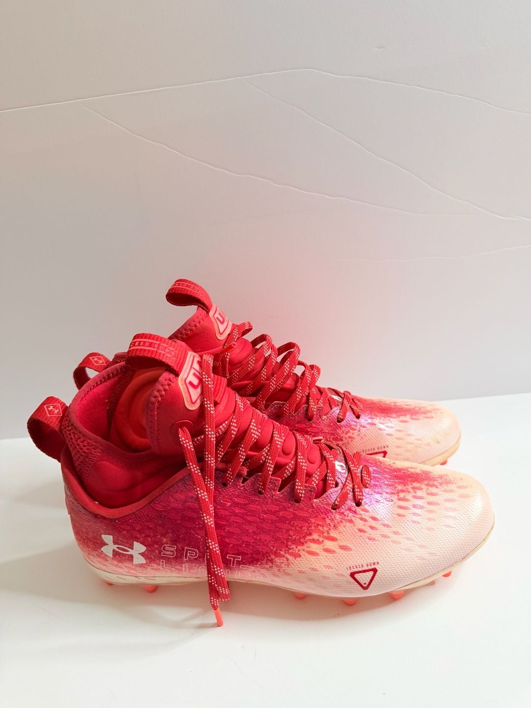 Under Armour Spotlight Lux MC 2.0 Football Cleats Red White 3