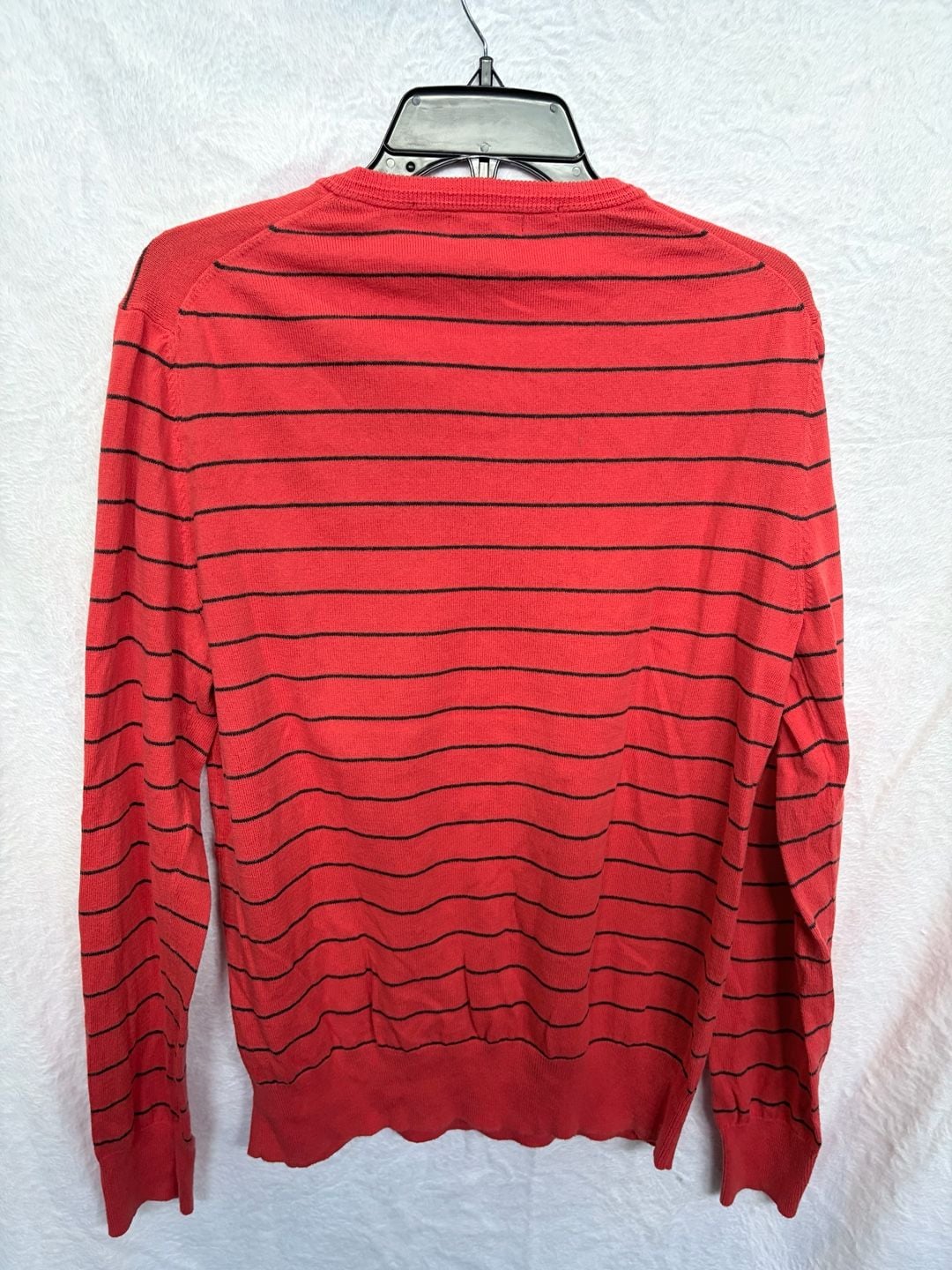 Gap V-Neck Sweater Size M Red Black Striped Long Sleeve Pullover 5