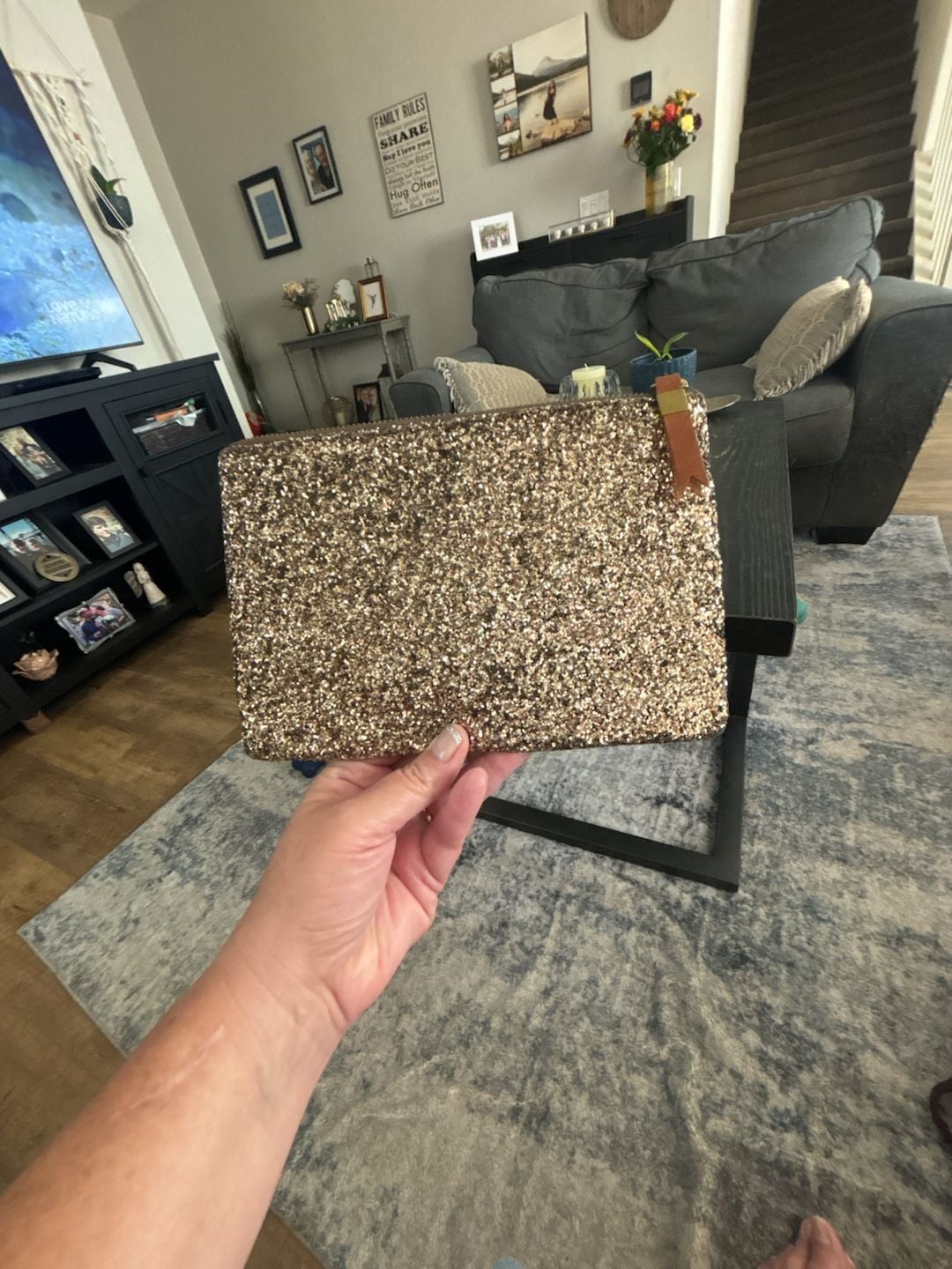Madewell Glitter Pouch NWT Gold Sequin Zip Clutch 2