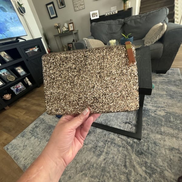 Madewell Glitter Pouch NWT Gold Sequin Zip Clutch