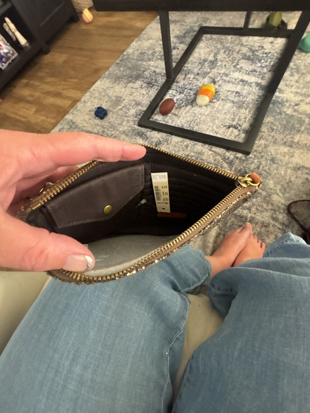 Madewell Glitter Pouch NWT Gold Sequin Zip Clutch 4