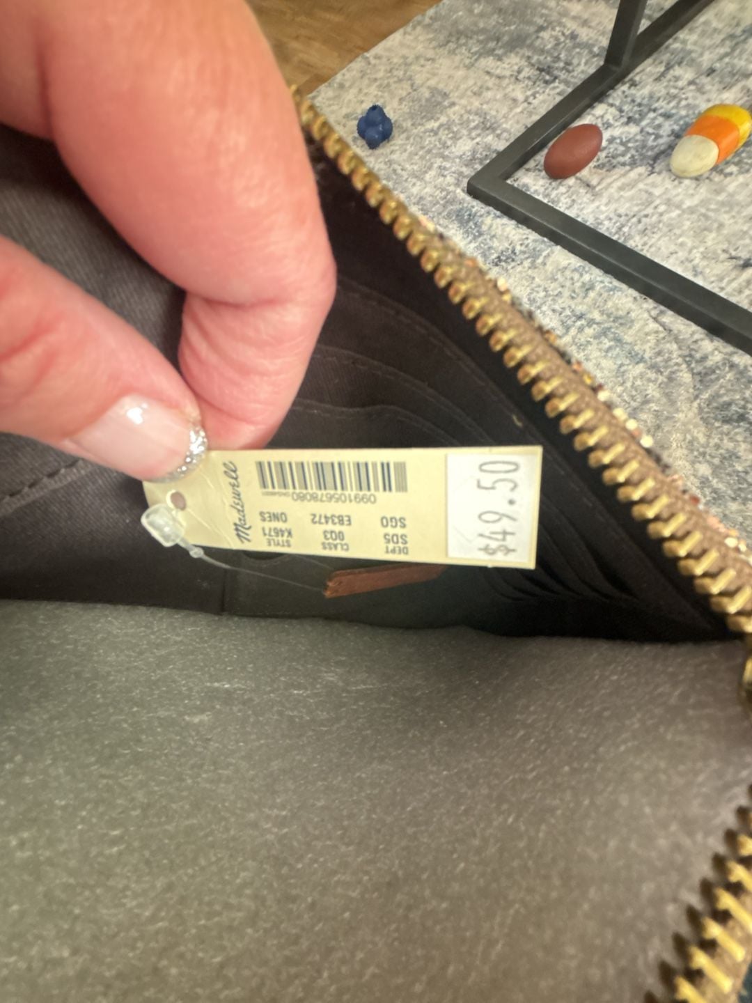 Madewell Glitter Pouch NWT Gold Sequin Zip Clutch 5
