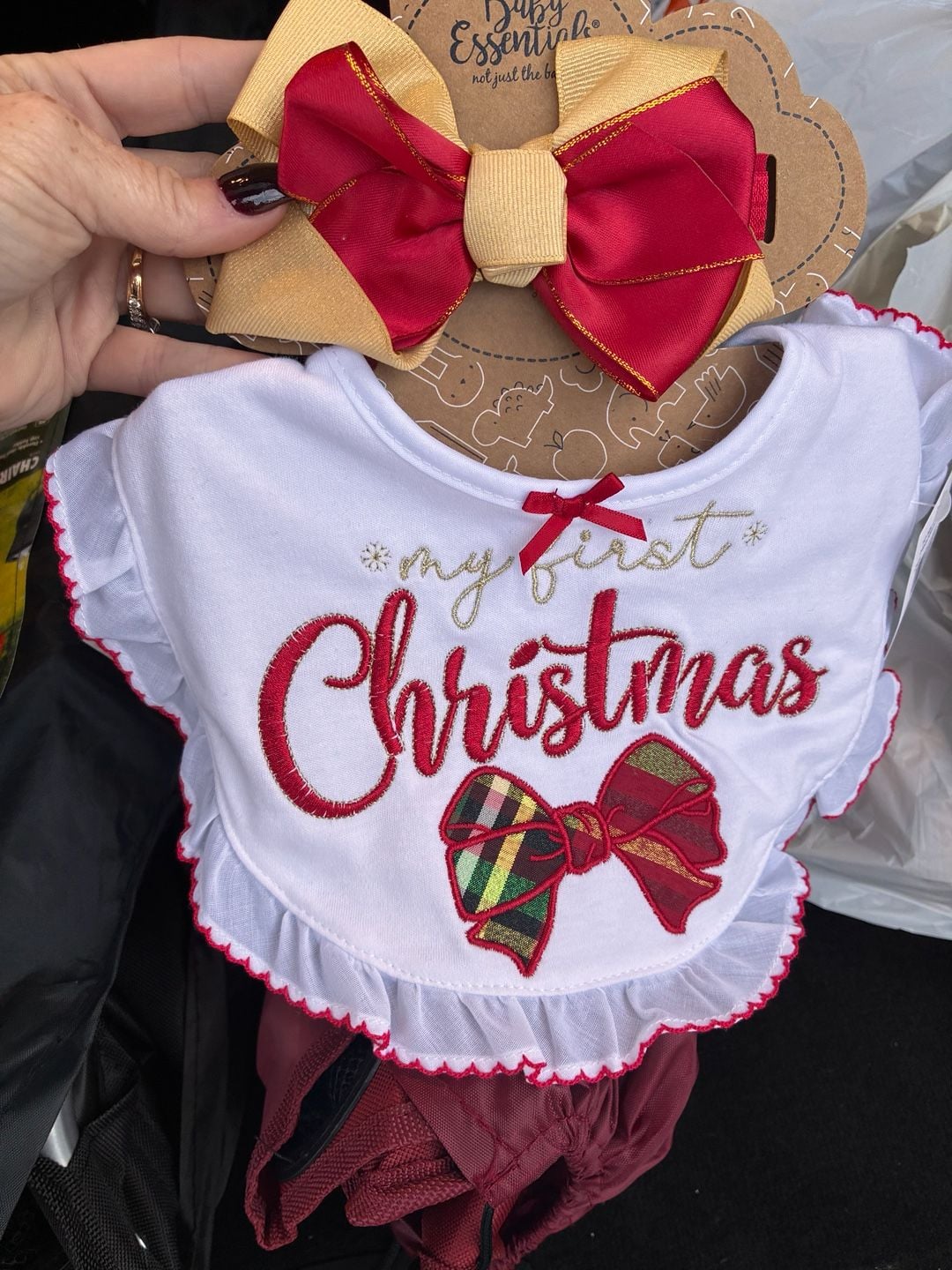 Baby Essentials My First Christmas Headband & Bib Size 0-6M 1