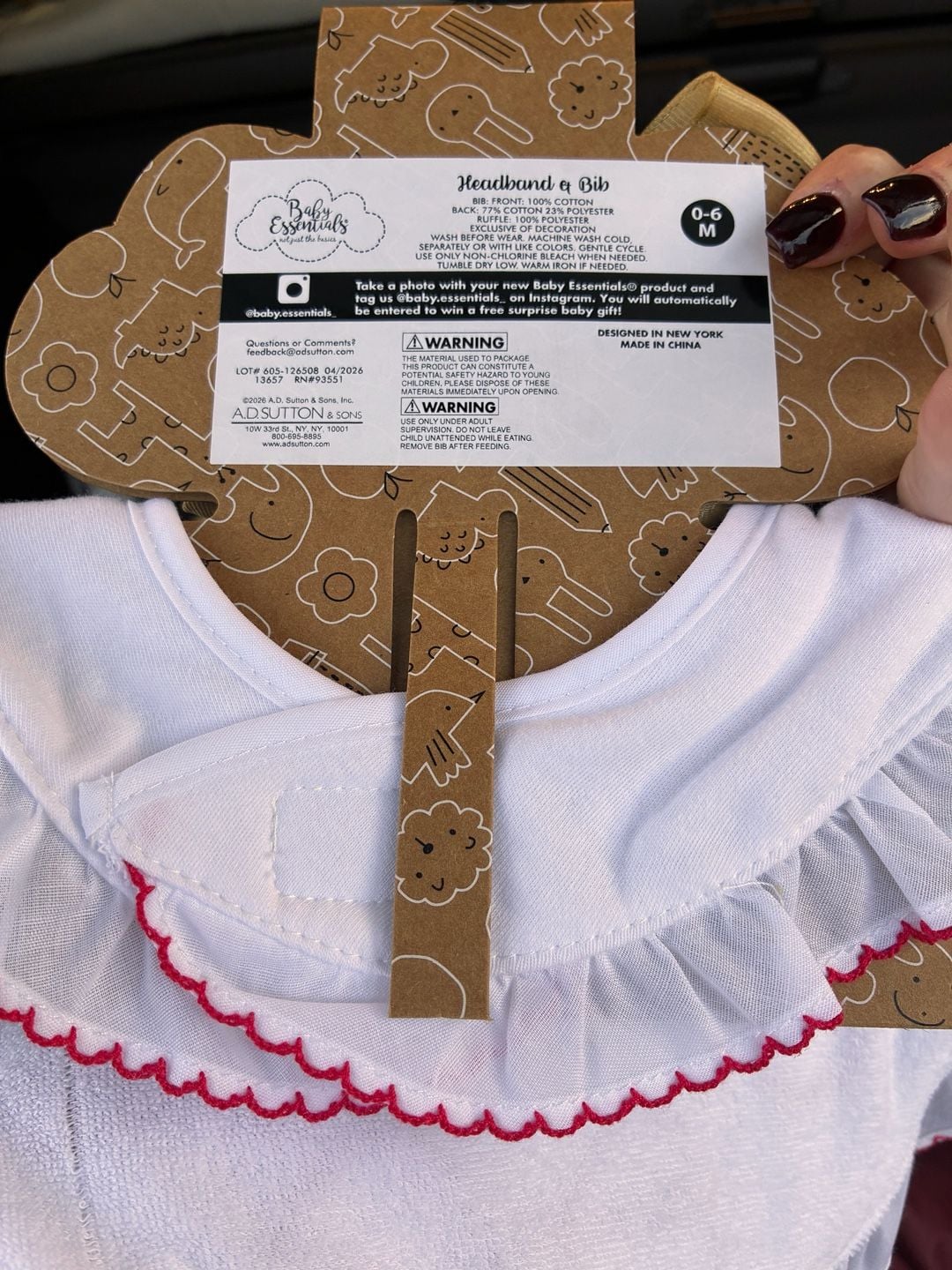 Baby Essentials My First Christmas Headband & Bib Size 0-6M 2