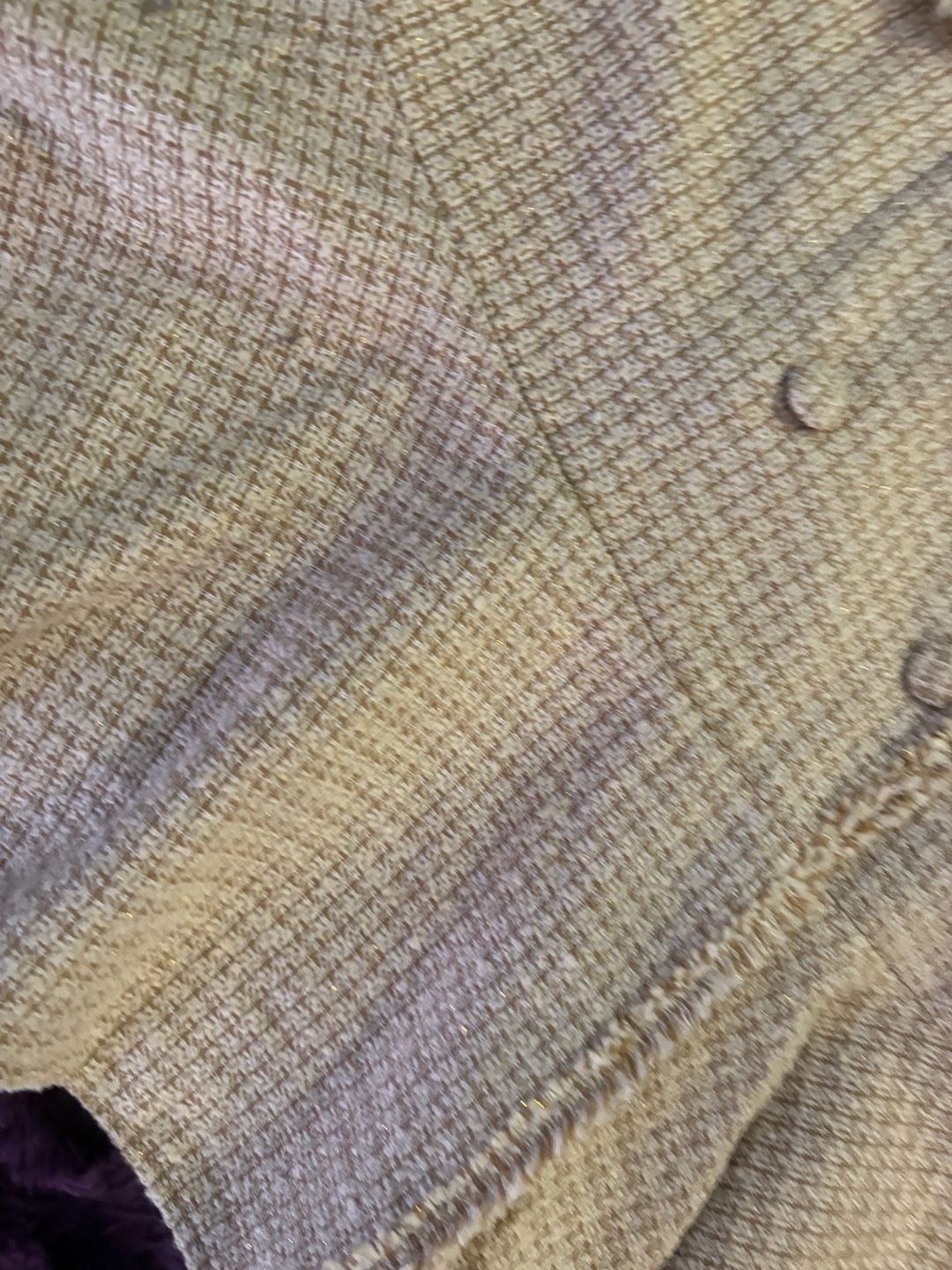 Nicole Miller New York Tweed Dress Size 14 Double Breasted Beige Flounce Hem 3