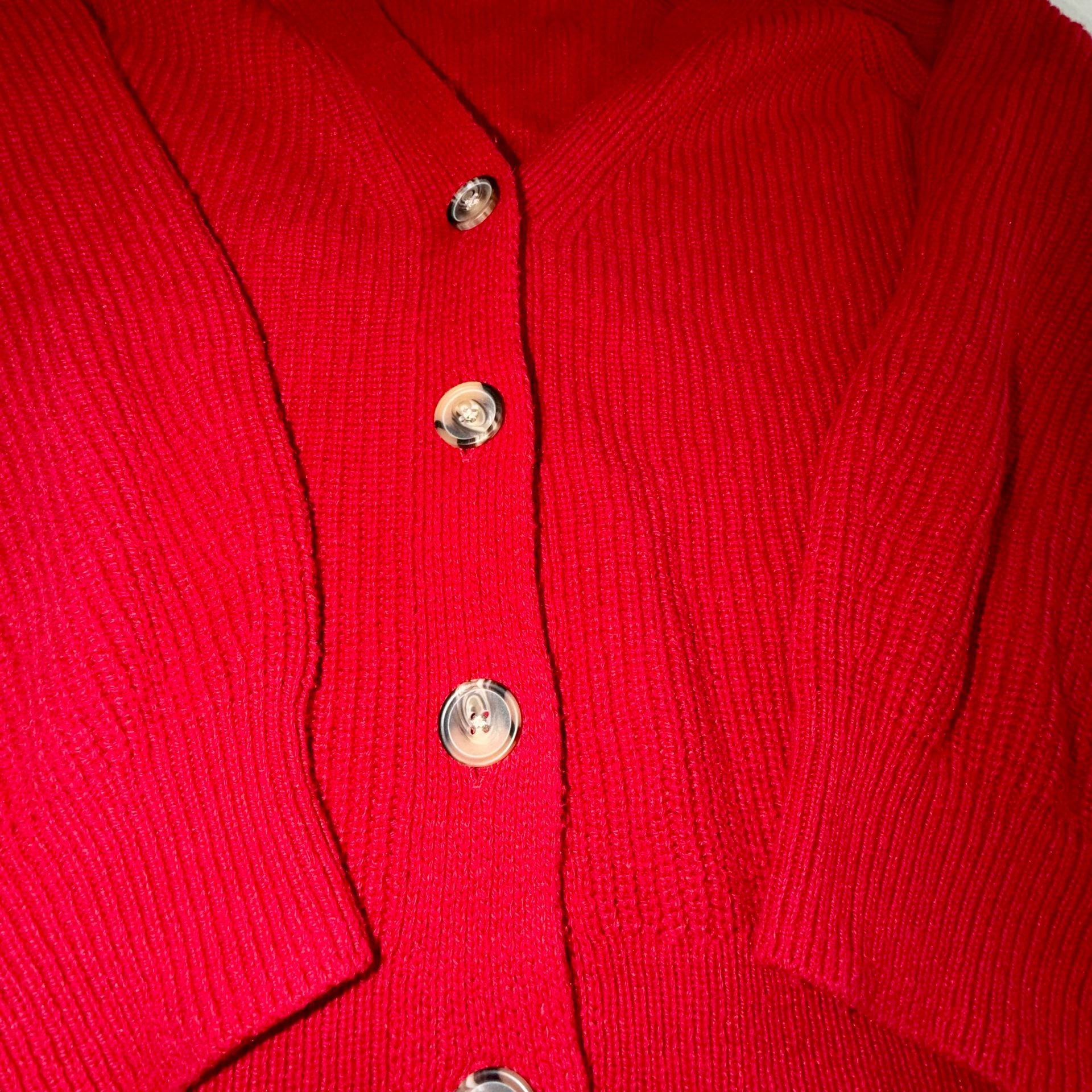Old Navy Red Chunky V-neck Sweater Cardigan 3XL Cozy Grandpa Core 3