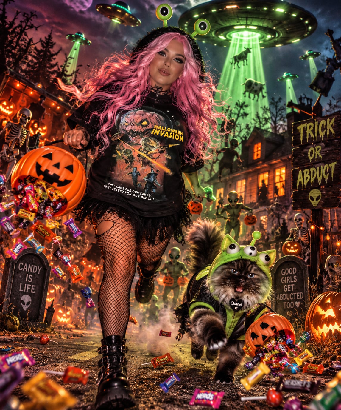 ICavity Colors Halloween Invasion Spookbag T-Shirt Size M Black 2