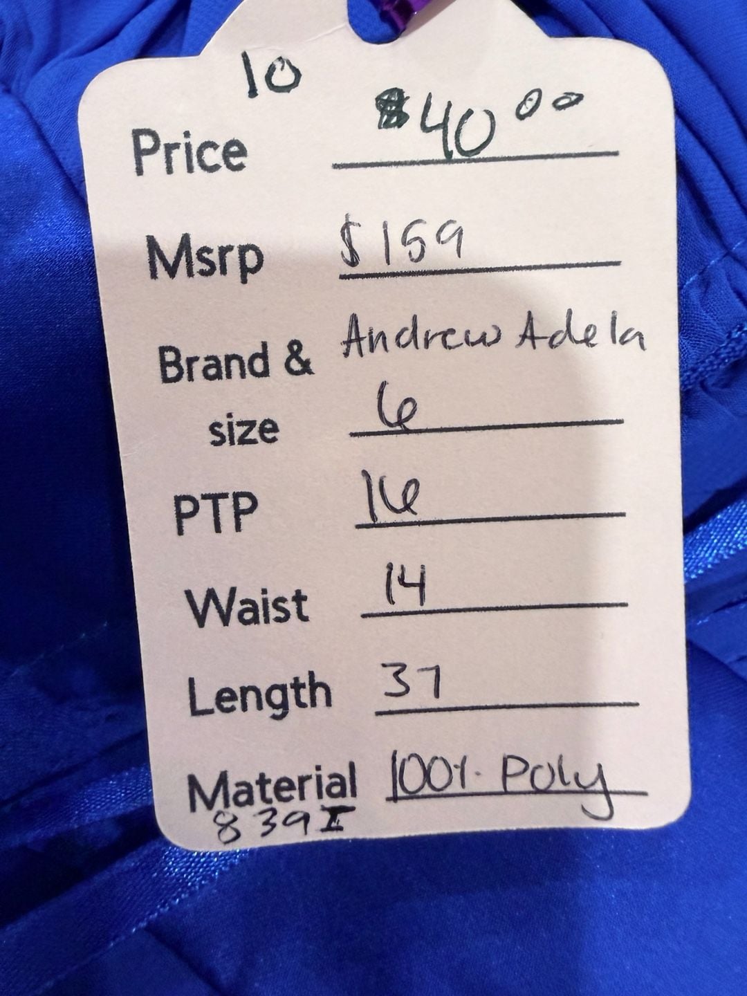 Andrew Adela Cocktail Dress Size 6 Royal Blue Halter Chiffon Rhinestone 8