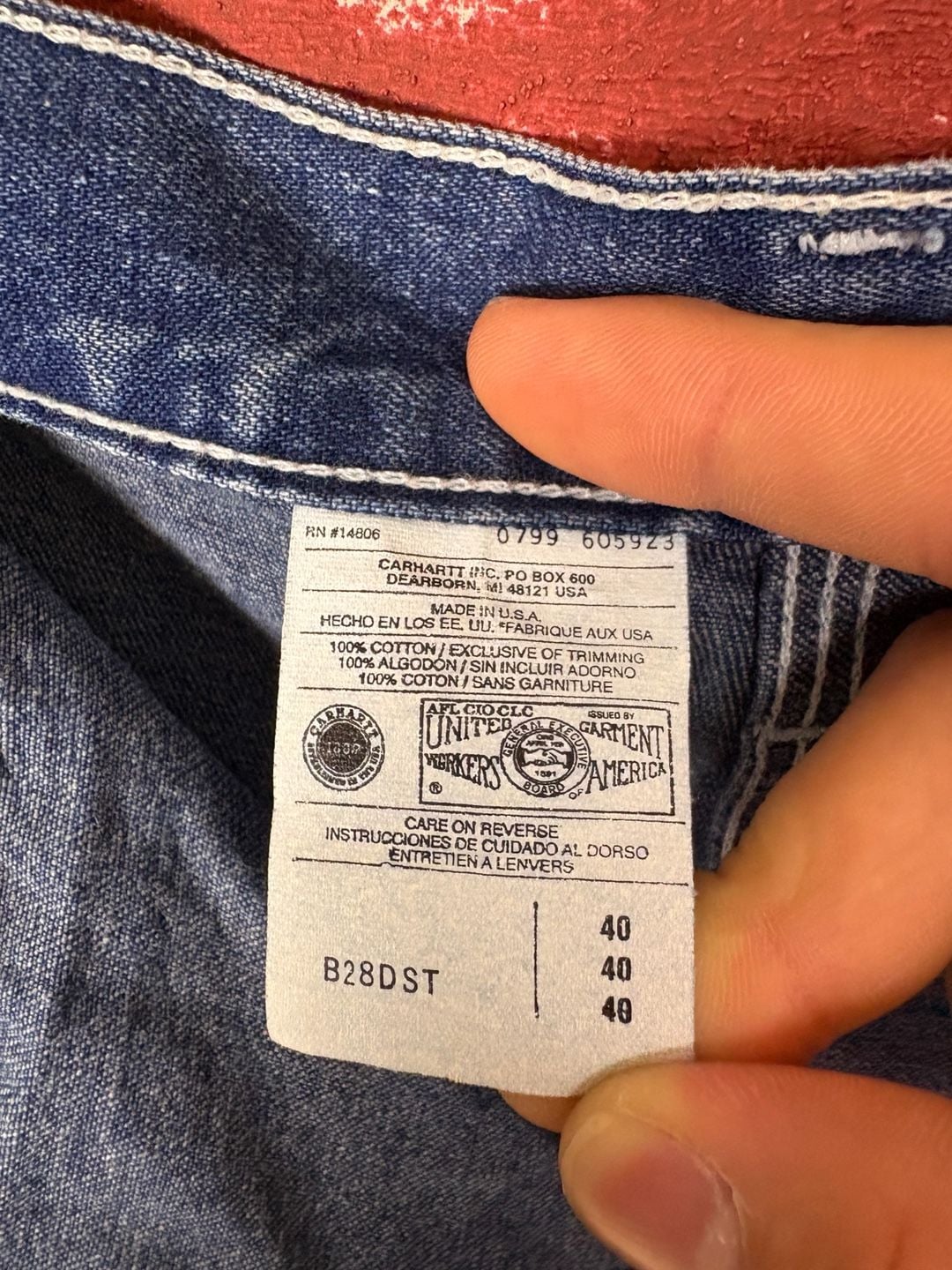 Carhartt B28DST Denim Carpenter Shorts Union Size 40 Blue Workwear 5