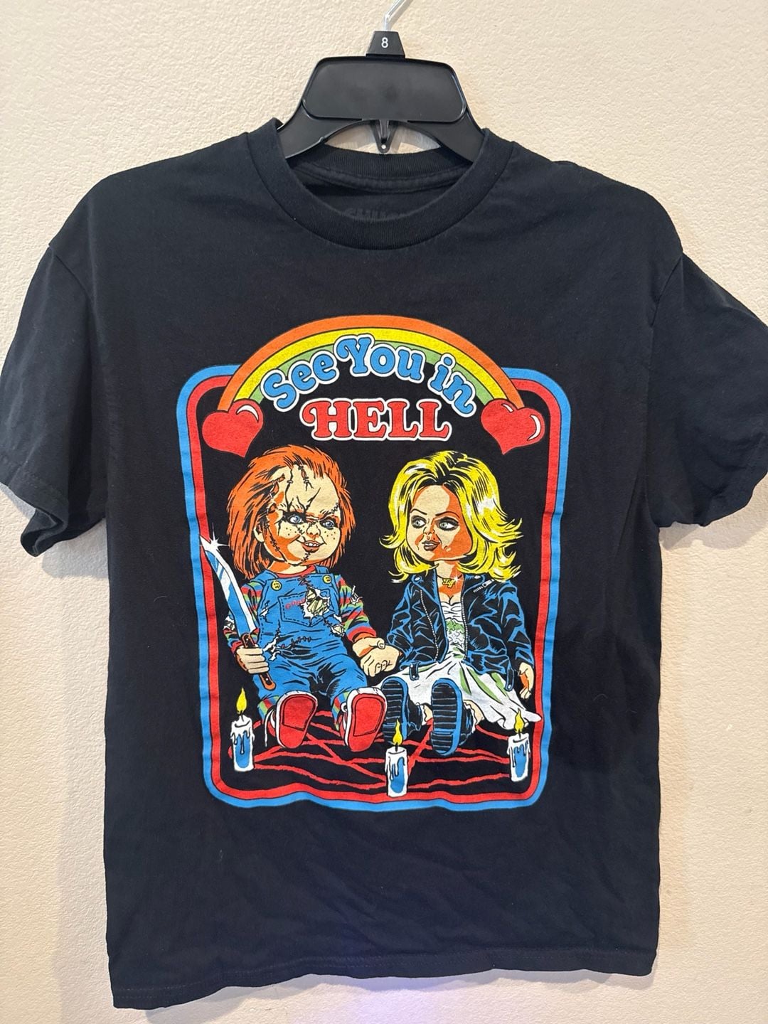 Chucky & Tiffany "See You In Hell" Childs Play T. Shirt Size Large Horror Movie 3