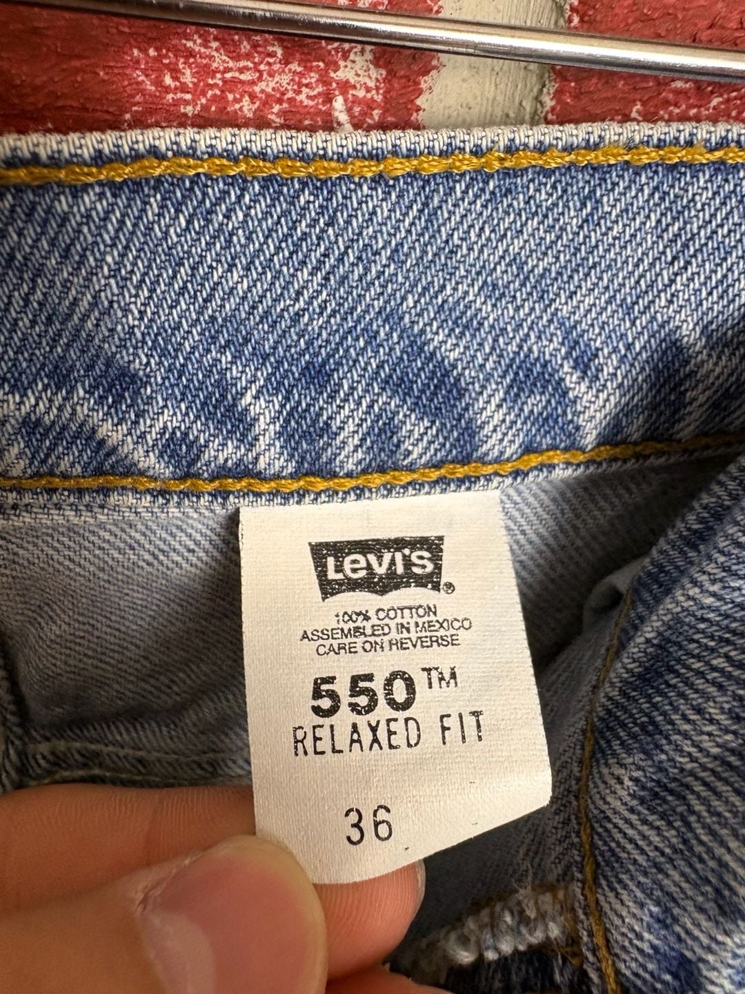 Levi's 550 Relaxed Fit Denim Shorts Size 36 Blue orange tab Jorts 1996 5