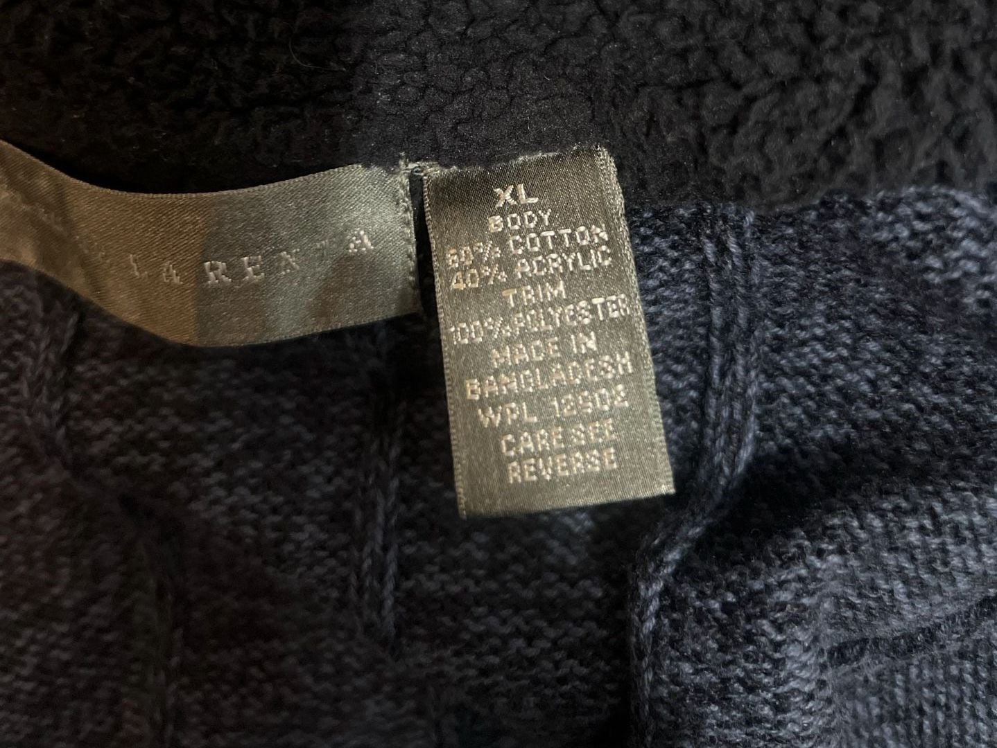 Oscar De La Renta 1/4 Zip Ribbed Knit Sweater Marled Blue Long Sleeve 13